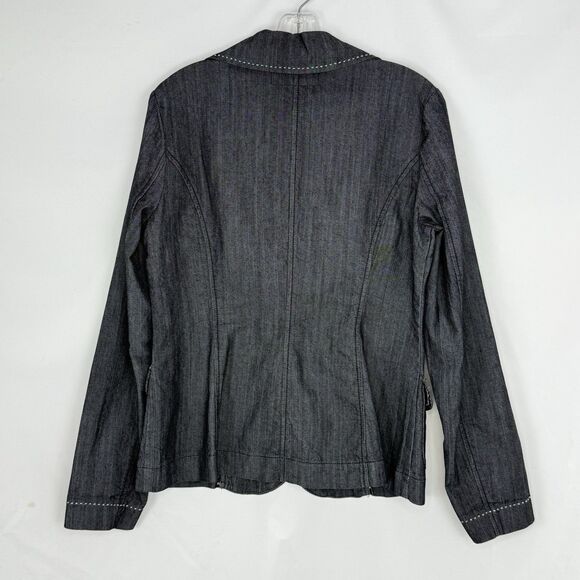 Denim Jacket BACCINI Womens Long Sleeve Buttoned Black Size M - Picture 4 of 16